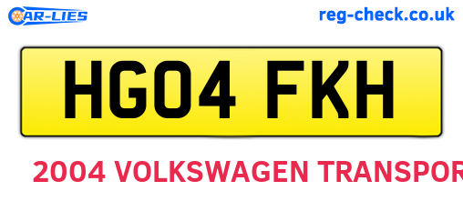 HG04FKH are the vehicle registration plates.
