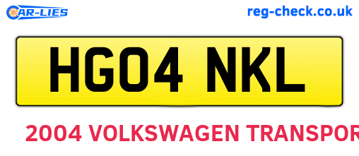 HG04NKL are the vehicle registration plates.