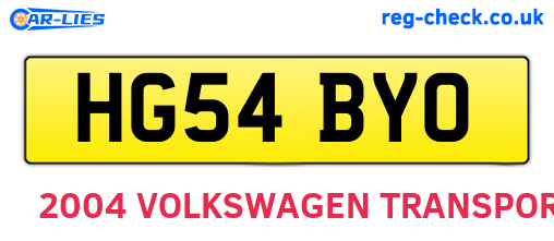 HG54BYO are the vehicle registration plates.