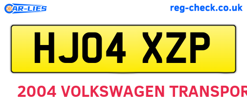 HJ04XZP are the vehicle registration plates.