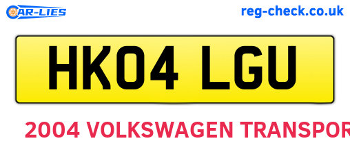 HK04LGU are the vehicle registration plates.