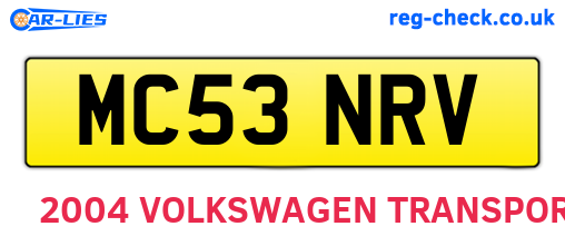 MC53NRV are the vehicle registration plates.