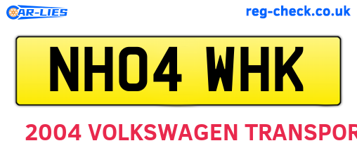 NH04WHK are the vehicle registration plates.