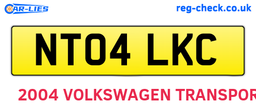 NT04LKC are the vehicle registration plates.