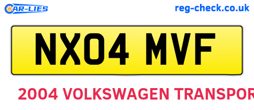 NX04MVF are the vehicle registration plates.