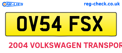OV54FSX are the vehicle registration plates.
