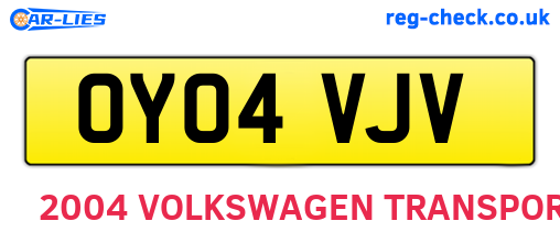 OY04VJV are the vehicle registration plates.