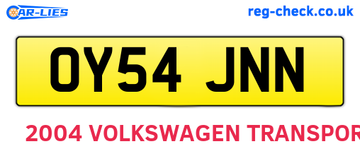 OY54JNN are the vehicle registration plates.