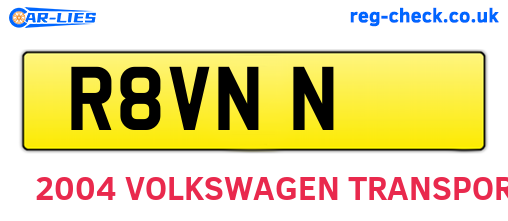 R8VNN are the vehicle registration plates.