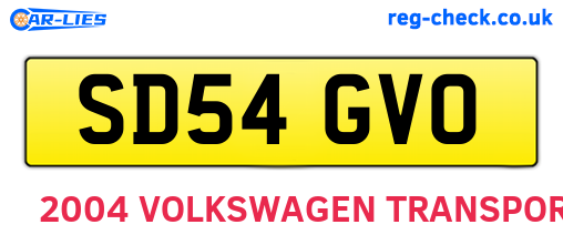 SD54GVO are the vehicle registration plates.