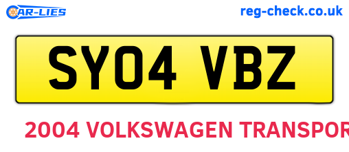 SY04VBZ are the vehicle registration plates.