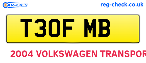 T30FMB are the vehicle registration plates.