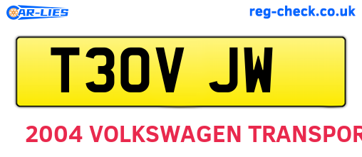 T30VJW are the vehicle registration plates.