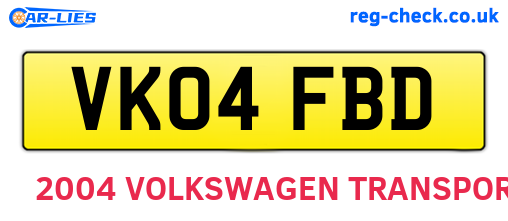 VK04FBD are the vehicle registration plates.