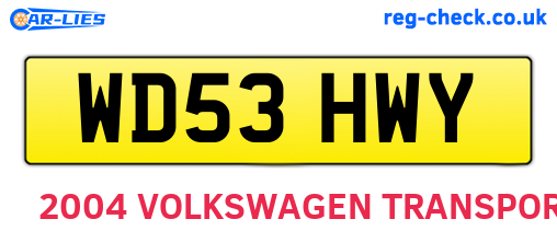 WD53HWY are the vehicle registration plates.