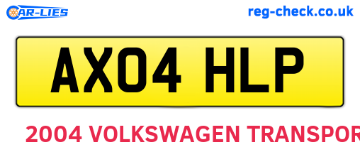 AX04HLP are the vehicle registration plates.