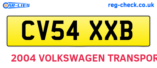 CV54XXB are the vehicle registration plates.