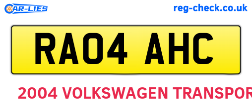 RA04AHC are the vehicle registration plates.