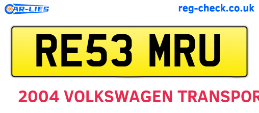 RE53MRU are the vehicle registration plates.