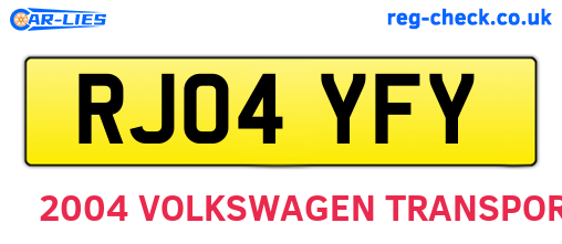 RJ04YFY are the vehicle registration plates.