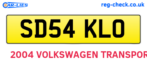 SD54KLO are the vehicle registration plates.