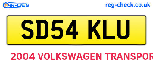 SD54KLU are the vehicle registration plates.