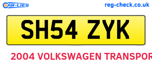 SH54ZYK are the vehicle registration plates.