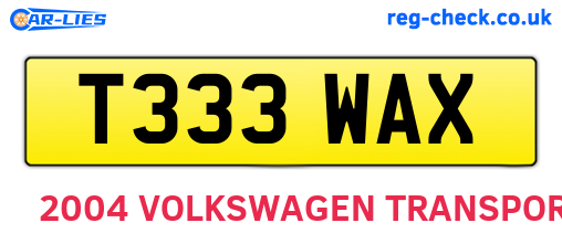 T333WAX are the vehicle registration plates.
