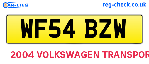 WF54BZW are the vehicle registration plates.