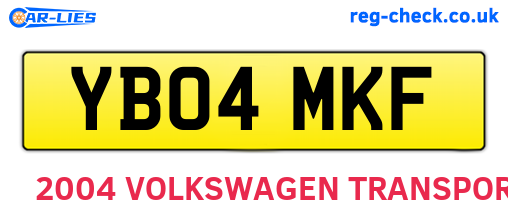 YB04MKF are the vehicle registration plates.