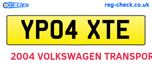 YP04XTE are the vehicle registration plates.