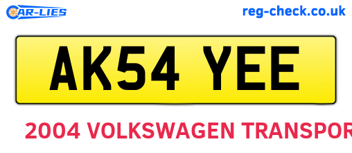 AK54YEE are the vehicle registration plates.