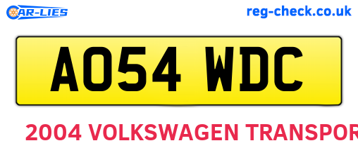 AO54WDC are the vehicle registration plates.