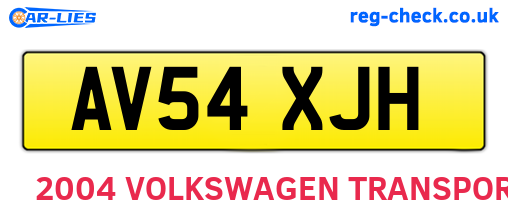 AV54XJH are the vehicle registration plates.