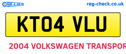 KT04VLU are the vehicle registration plates.