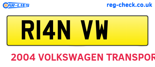 R14NVW are the vehicle registration plates.