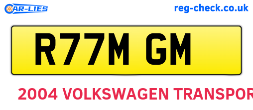 R77MGM are the vehicle registration plates.