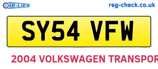 SY54VFW are the vehicle registration plates.
