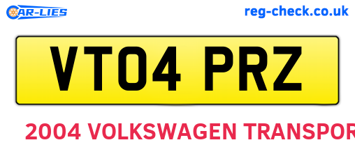 VT04PRZ are the vehicle registration plates.