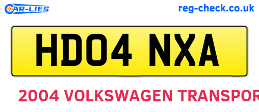 HD04NXA are the vehicle registration plates.