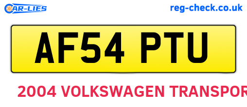 AF54PTU are the vehicle registration plates.