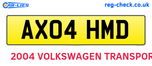 AX04HMD are the vehicle registration plates.