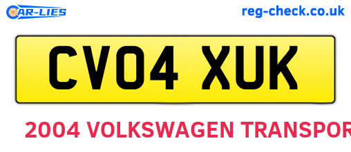 CV04XUK are the vehicle registration plates.