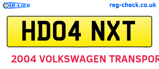 HD04NXT are the vehicle registration plates.