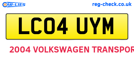 LC04UYM are the vehicle registration plates.