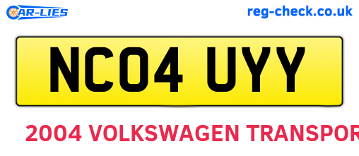 NC04UYY are the vehicle registration plates.