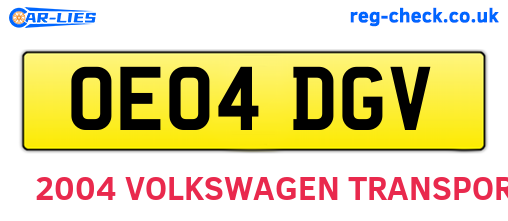 OE04DGV are the vehicle registration plates.