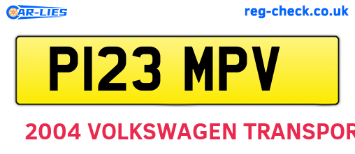 P123MPV are the vehicle registration plates.