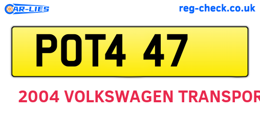 POT447 are the vehicle registration plates.