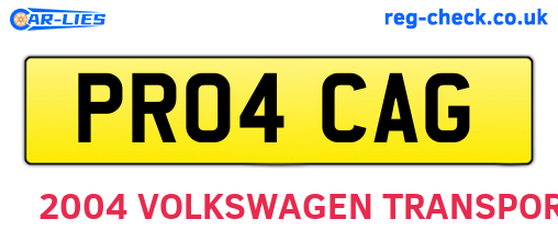 PR04CAG are the vehicle registration plates.